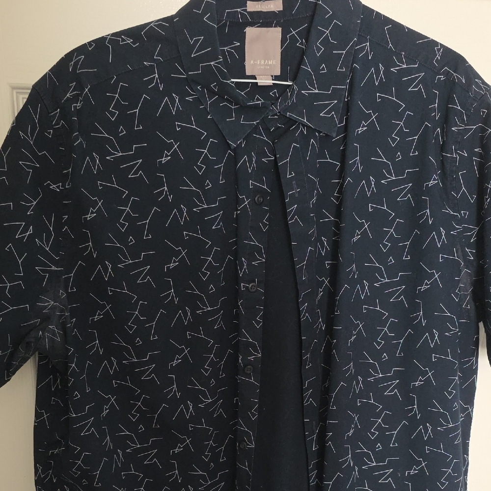 Men's Casual Navy Patterned Shirt